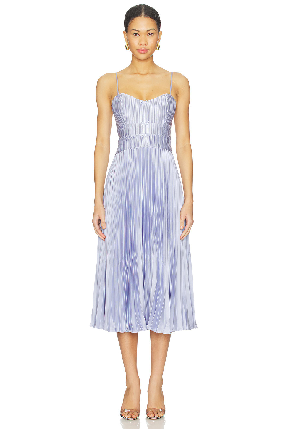 [春季新品]ASTRtheLabel浅蓝吊带连衣裙法式压褶收腰长裙REVOLVE