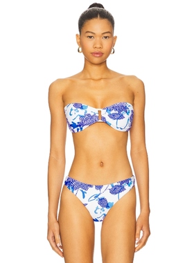 MILLY BRUSHWORK FLORAL 狭边比基尼上装 蓝色 y2k辣妹风REVOLVE