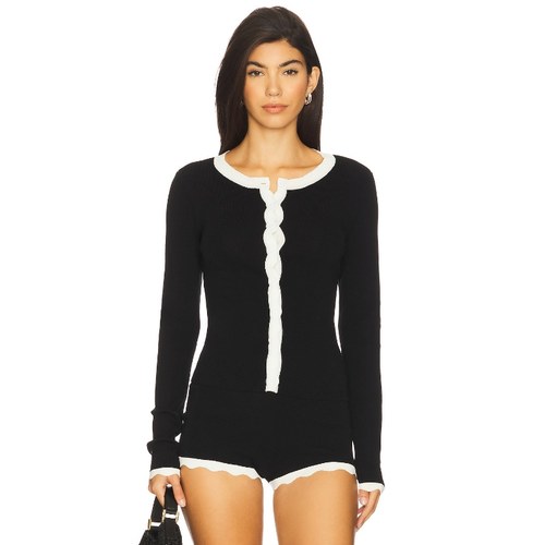 [春季新品]SEVEN WONDERS 针织开衫上装黑色修身型上衣季保暖