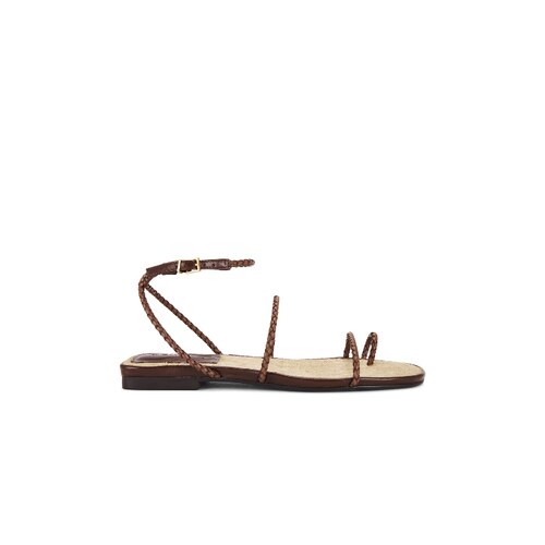 Schutz 编织凉鞋棕色女款简约夹趾平底鞋度假风REVOLVE小众新款