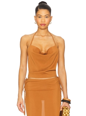 VDM ROMY 上装 棕黄色 y2k辣妹风REVOLVE小众新款