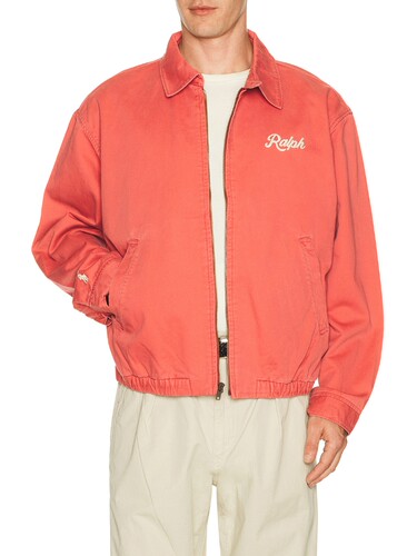 Polo Ralph Lauren珊瑚红夹克翻领拉链复古风REVOLVE