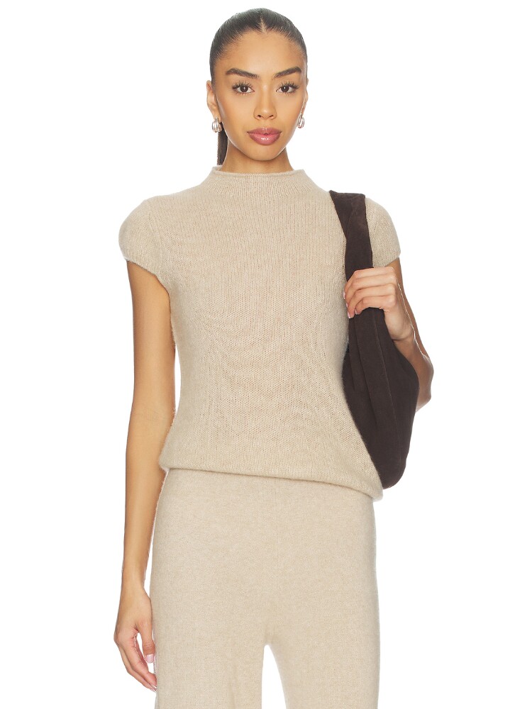 W. Cashmere Brigitte Mock Neck Short Sleeve revolve小众新款