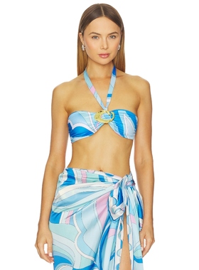 CIN CIN COAST HALO 吊带比基尼文胸上装 蓝色REVOLVE小众新款