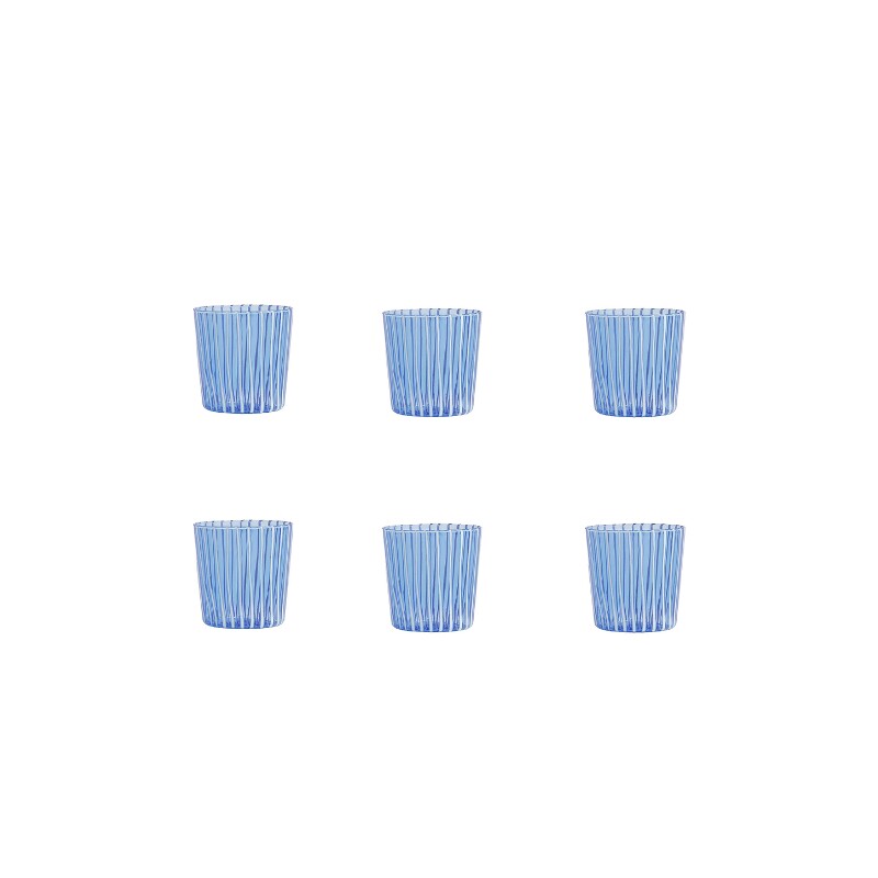 The Favorites MARINA WHITE STRIPE GLASS TUMBLER SET OF 6 MAR