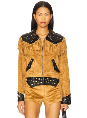 [春季新品]Show Me Your Mumu 流苏夹克棕色老钱风外套REVOLVE