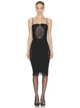 HAELO COLLAGE 黑色吊带连衣裙性感修身蕾丝裙子REVOLVE小众新款