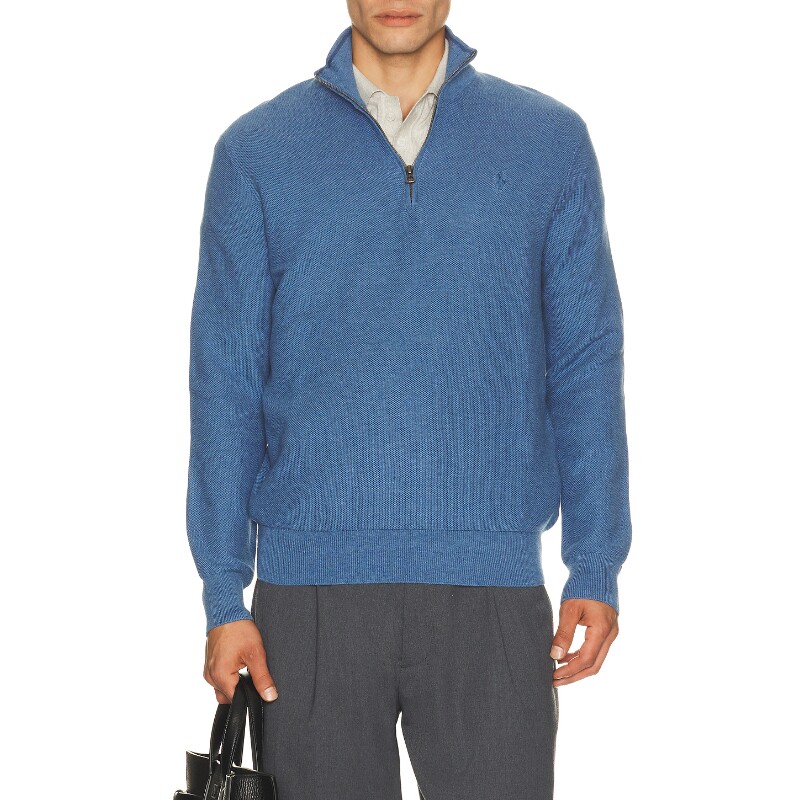 Polo Ralph Lauren蓝色卫衣半拉链立领通勤风秋冬保暖REVOLVE
