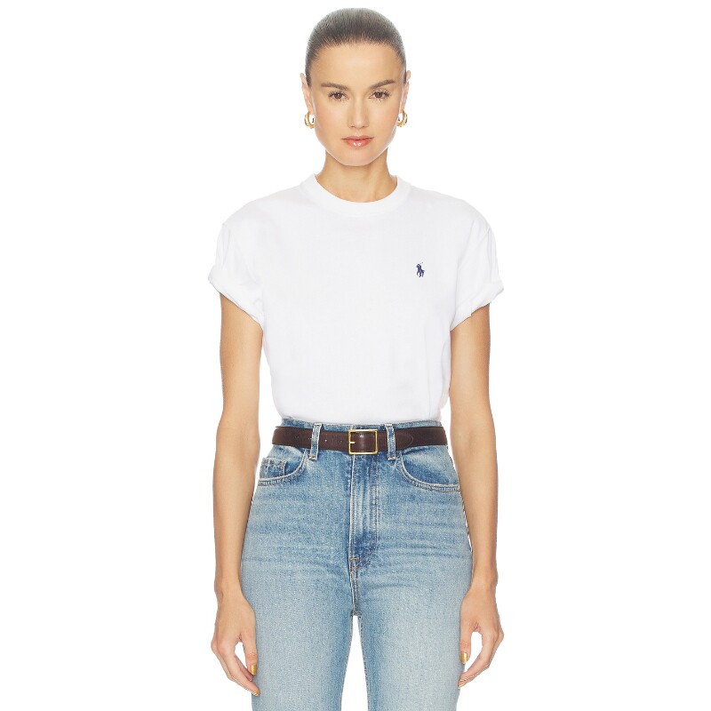 Polo Ralph Lauren白色上装小马刺绣通勤风早秋新品T恤REVOLVE