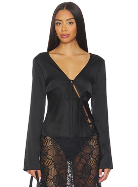 LIONESS MARIAH LONG SLEEVE 上装 黑色REVOLVE小众新款