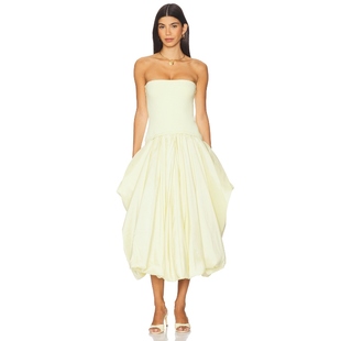 柠檬色REVOLVE小众新款 SIMKHAI 连衣裙女 中长款 IZZY