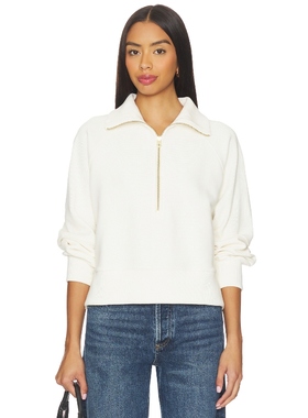 Varley  运动衫象牙白运动复古风半拉链翻领卫衣REVOLVE小众新款