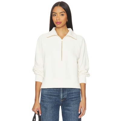Varley  运动衫象牙白运动复古风半拉链翻领卫衣REVOLVE小众新款