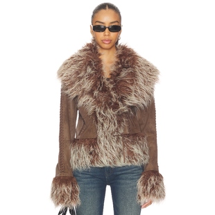 FAUX MONGOLIAN FUR 夹克 Y2K辣妹风00’sREVO Jaded 棕色 London