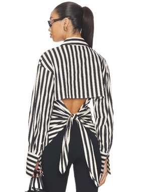 SIMONMILLER LOCH STRIPED POPLIN BUTTON UP 衬衫 黑色REVOLVE小