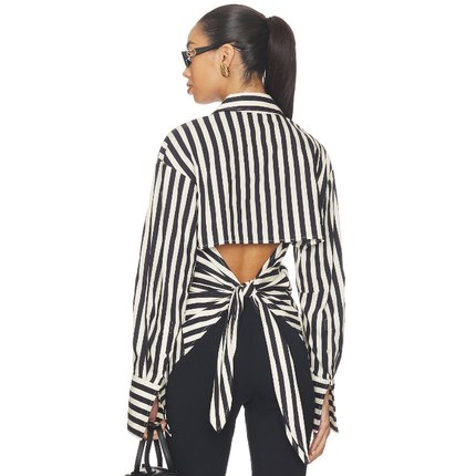 SIMONMILLER LOCH STRIPED POPLIN BUTTON UP 衬衫 黑色REVOLVE小