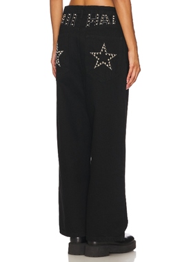 NIIHAI Baggy Jeans With Studs 黑色 美式复古风REVOLVE小众新款