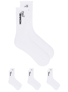 [春季新品]HOMMEgirls白色中筒袜印花简约修身高腰上衣REVOLVE