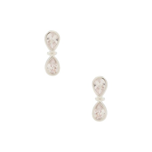 Ettika INFINITY CRYSTAL STUDS 垂褶耳饰 金属银色REVOLVE小众新
