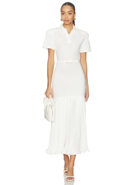 Rowen Rose Polo Dress With Pleated Skirt revolve小众新款 白