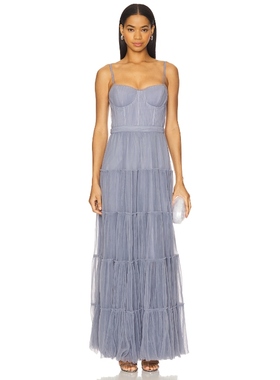 ASTR the Label DRESS 长裙 暗蓝灰色REVOLVE小众新款