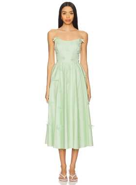 self-portrait DRESS 中长款连衣裙 绿色REVOLVE小众新款