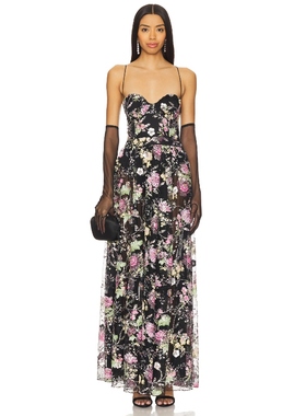 For Love & Lemons NIGHT FAIRY EMBROIDERED 长裙 黑色REVOLVE小