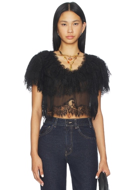 LoveShackFancy VIENNE 上装 黑色REVOLVE小众新款