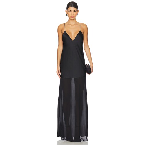 SER.O.YA VIENNA SATIN 长裙 黑色 y2k辣妹风REVOLVE小众新款