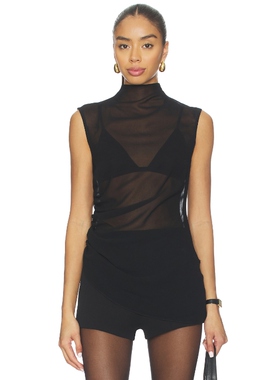 Lapointe MOCK NECK RUCHED 上装 黑色 y2k辣妹风REVOLVE小众新款