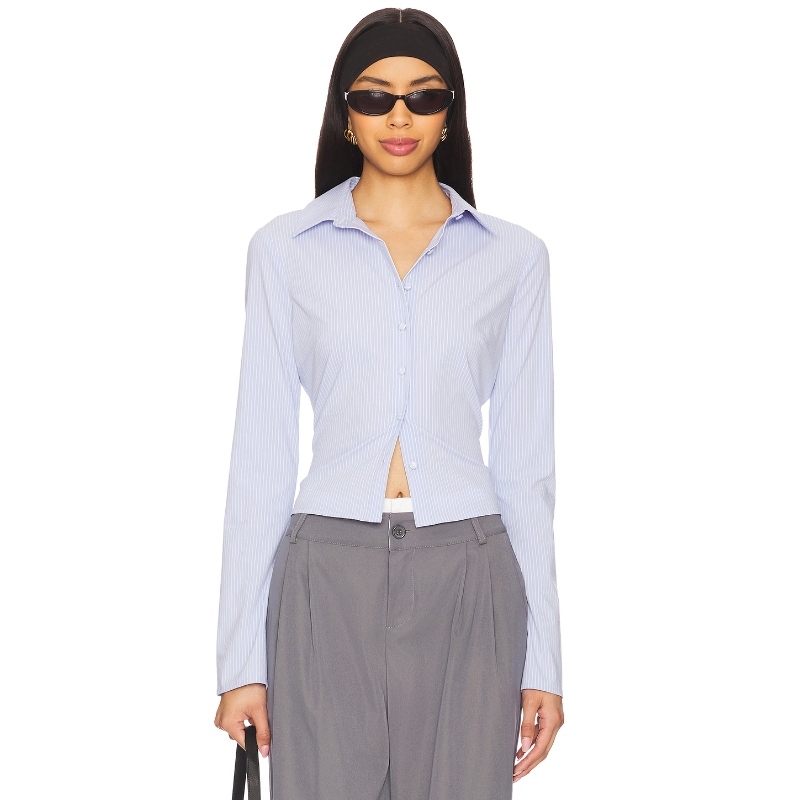 [冬季新品]ALL THE WAYS 蓝色条纹衬衫通勤风内搭上衣REVOLVE小众