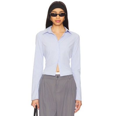 [冬季新品]ALL THE WAYS 蓝色条纹衬衫通勤风内搭上衣REVOLVE小众