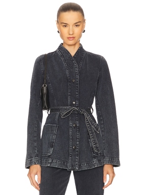 [冬季内搭]REMAIN Belted Denim Jacket 黑色辣妹风 REVOLVE新款