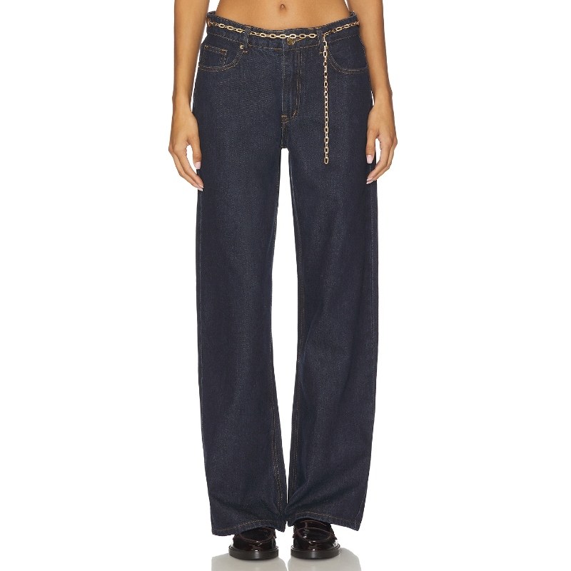 [冬季新品]LIONESS 牛仔裤蓝色长裤美式复古风阔腿裤REVOLVE小众