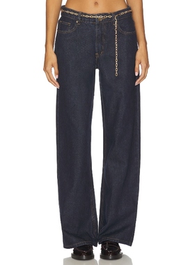 [冬季新品]LIONESS 牛仔裤蓝色长裤美式复古风阔腿裤REVOLVE小众