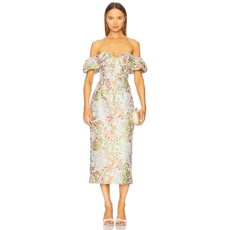 ELLIATT CALAANTHA 中长款连衣裙 Blush, GreenREVOLVE小众新款