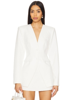 [冬季新品]ALL THE WAYS 西装白色v领收腰外套老钱风REVOLVE小众