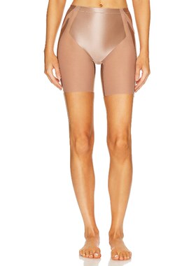 SPANX驼色裤装高腰收腹通勤风修身高腰短款短裤夏REVOLVE