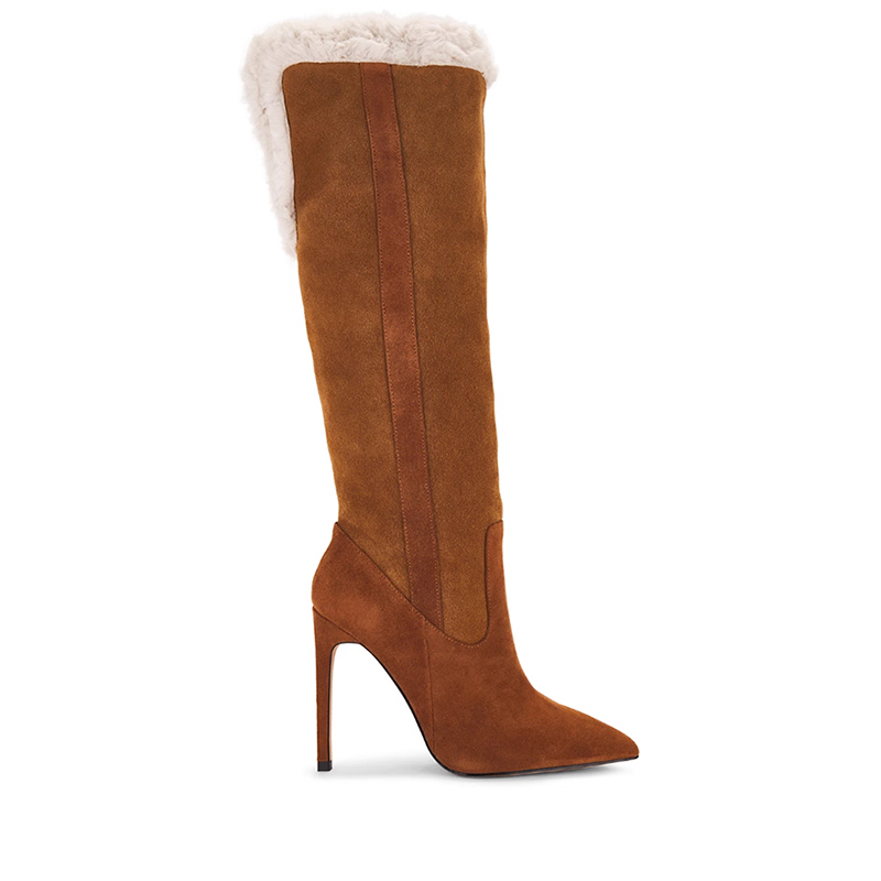 RAYE CRUZ 长筒靴子棕黄色美拉德复古风高跟鞋REVOLVE小众女款