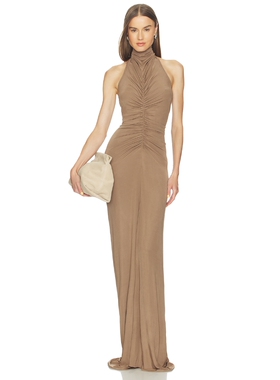 Atlein Halter Neck Front Ruched Gown revolve小众新款