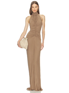 Atlein Halter Neck Front Ruched Gown revolve小众新款