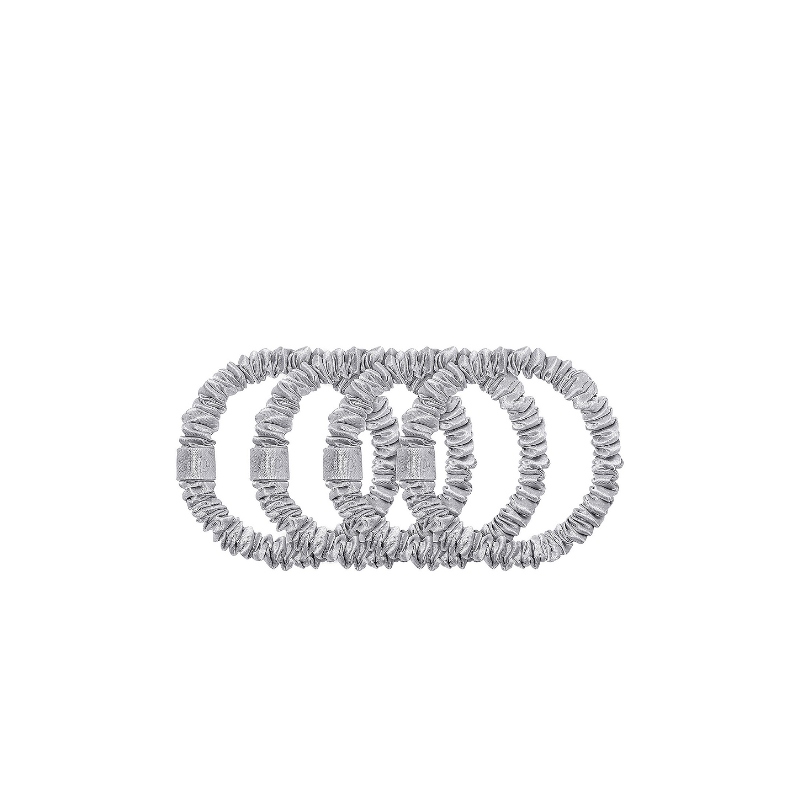slip Skinny Scrunchies 4 Pack In SilverREVOLVE