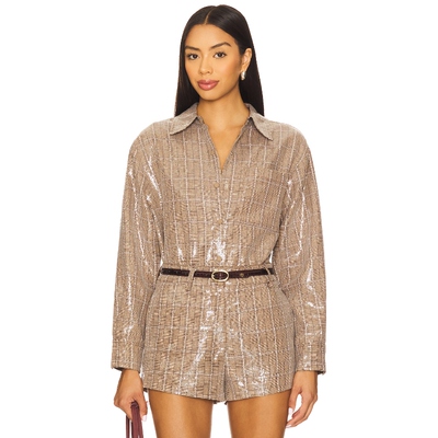 Line & Dot CHECKMATE 特大衬衫式夹克 棕色 美式休闲风REVOLVE小