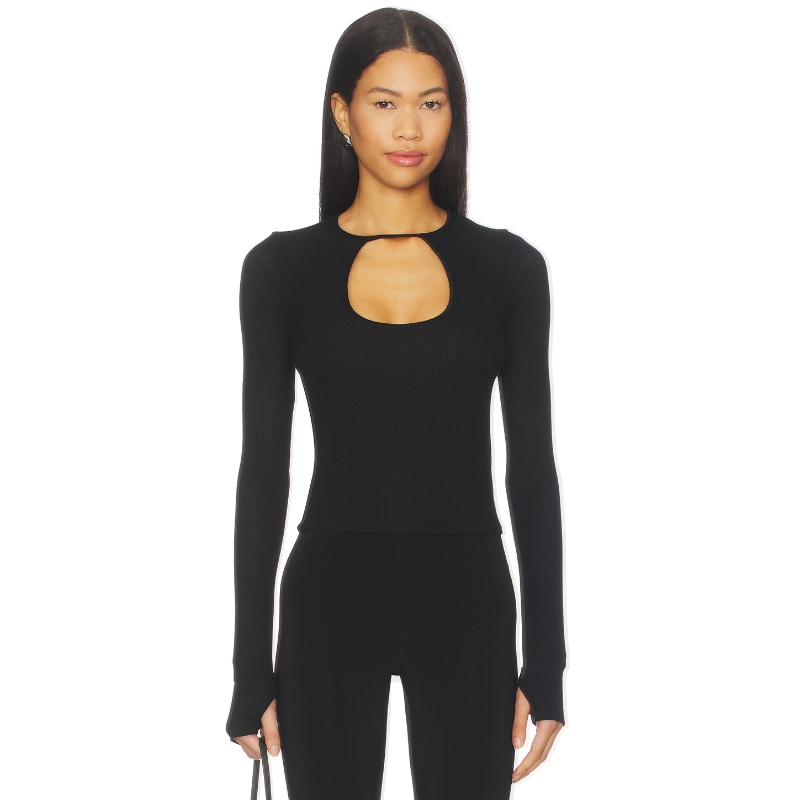 Michael Lauren Orson Crop Longsleeve Top 黑色REVOLVE小众新款