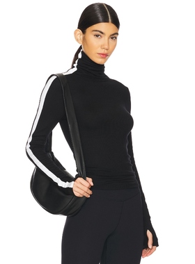 Splits59 打底条纹装饰圆翻领长袖上衣黑色显瘦REVOLVE考究运动