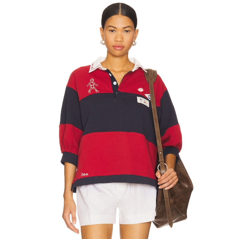 Sea Carolyn Workwear Rugby Shirt 红色 y2k辣妹风REVOLVE小众新