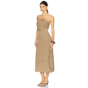 棕色REVOLVE小众新款 针织中长连衣裙女夏 CLARA AMUR