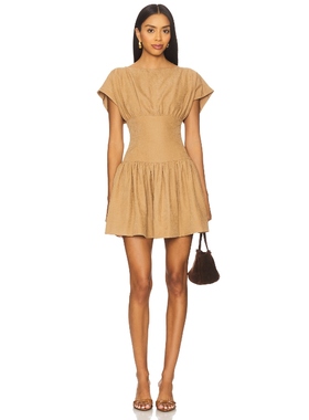 [冬季新品]Line & Dot COOPER 连衣裙 棕黄色 REVOLVE小众