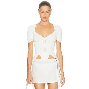 Gaia 性感REVOLVE小众新款 ELIZA 象牙白 上装 Cult