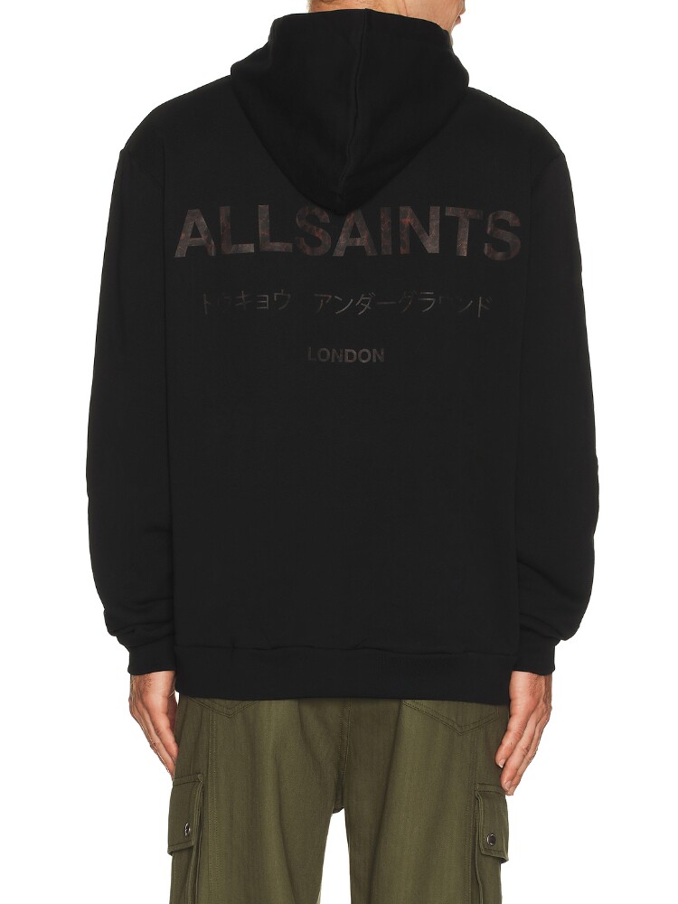 [夏季新品]ALLSAINTS黑色卫衣字母印花连帽酷飒风长袖上装REVOLVE